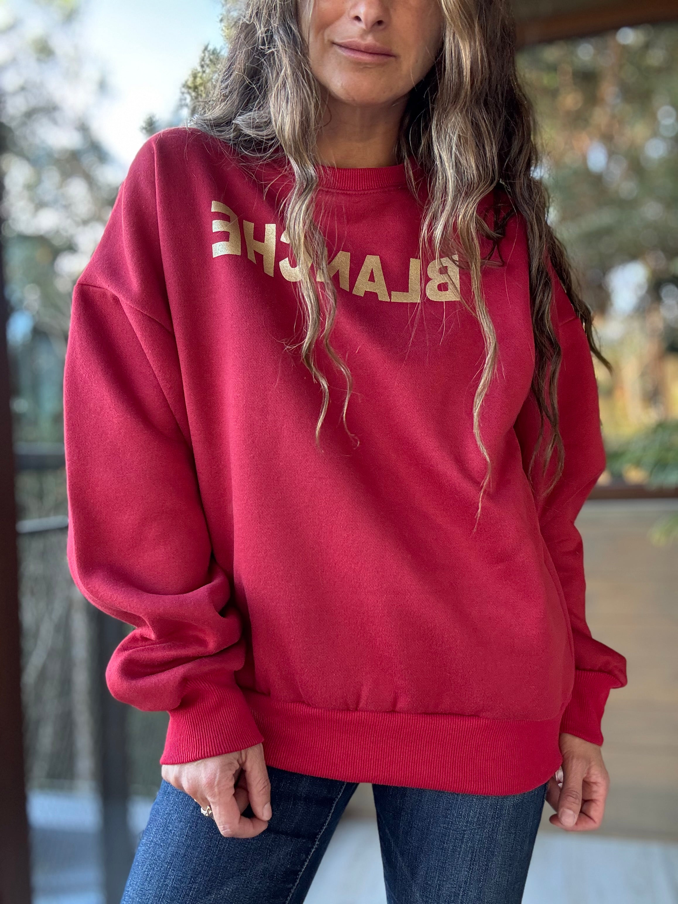 Polerón blanche rojo