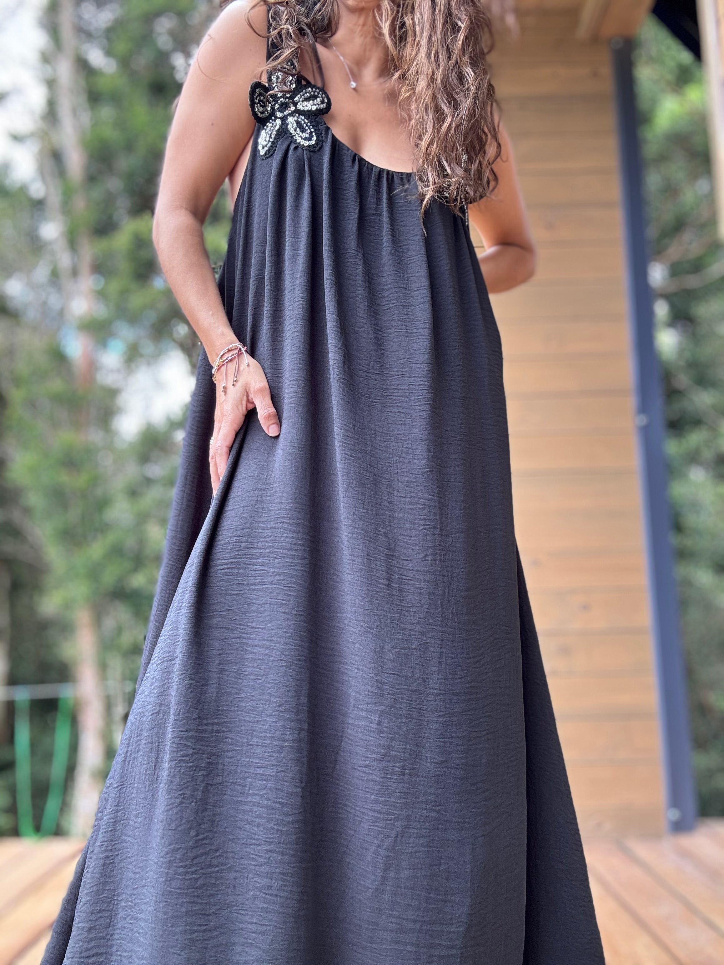 Vestido Flor negro