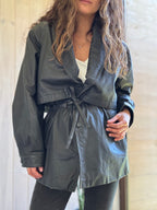 Chaqueta cuero gris oscuro vintage - USADO