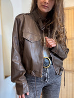 Chaqueta eco cuero corta