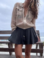Chaleco hilo cierre beige