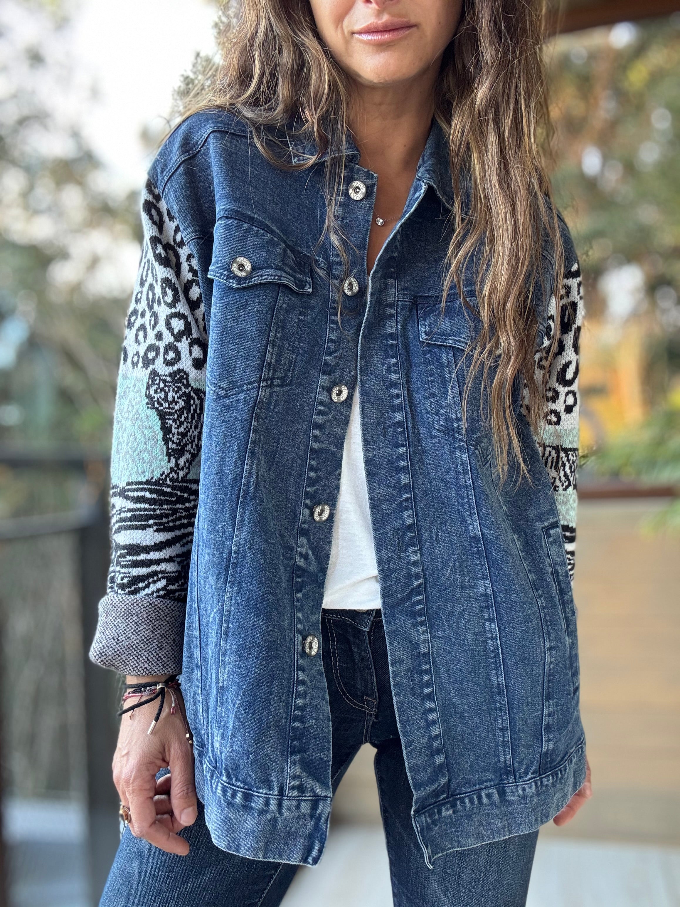 Chaqueta mixta azul jeans lana