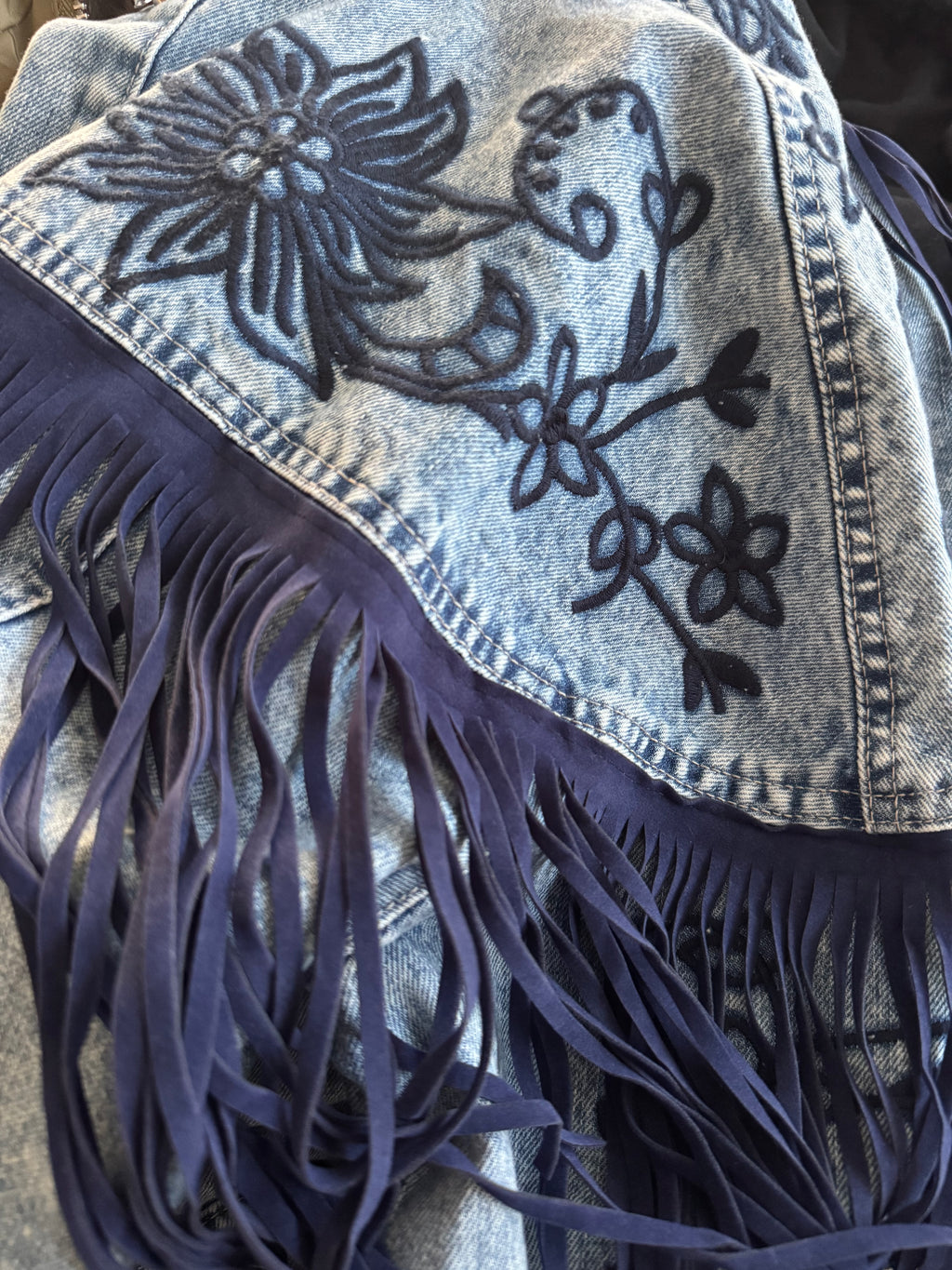Chaqueta jeans flecos