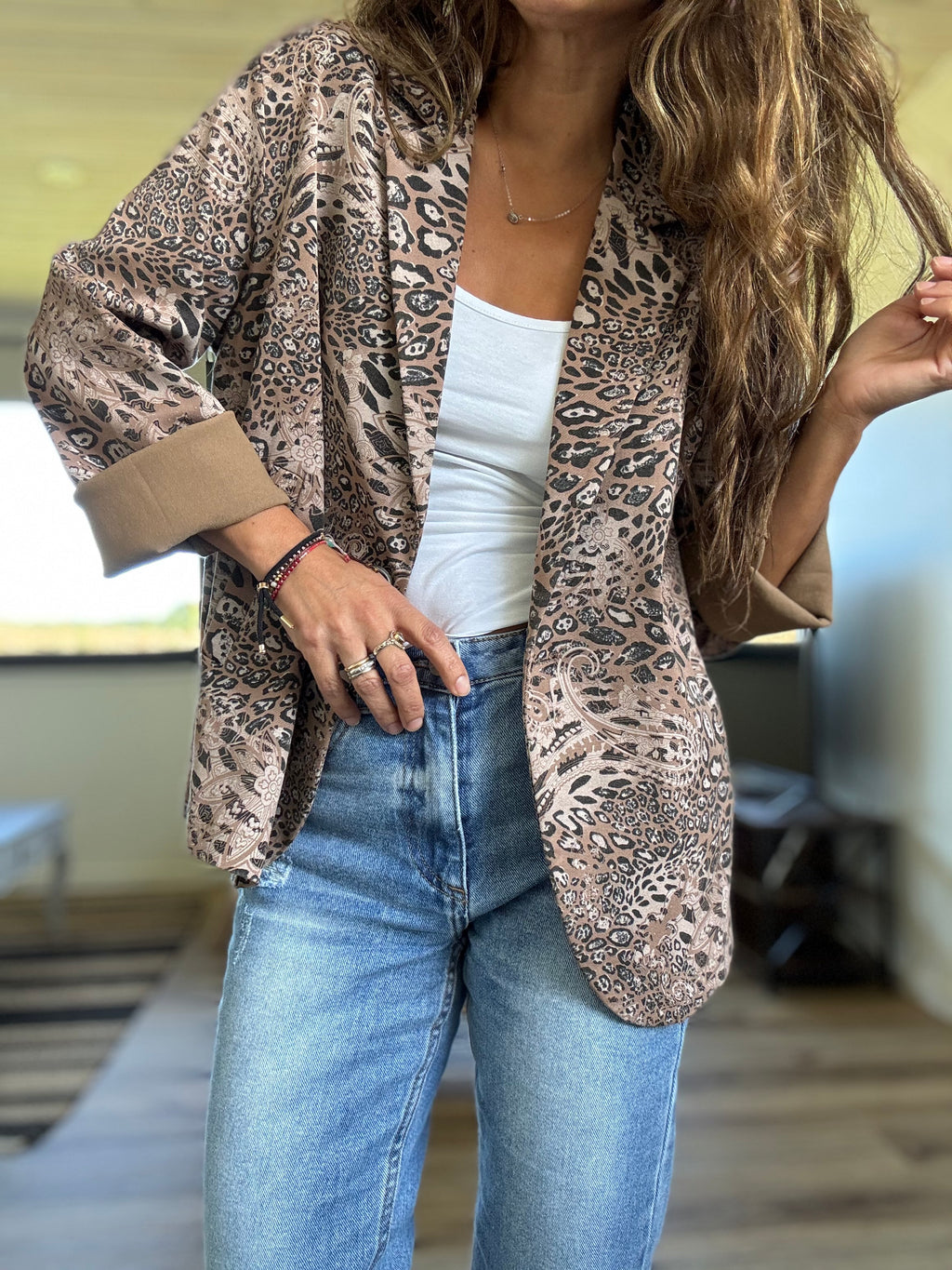 Blazer animal print elasticado