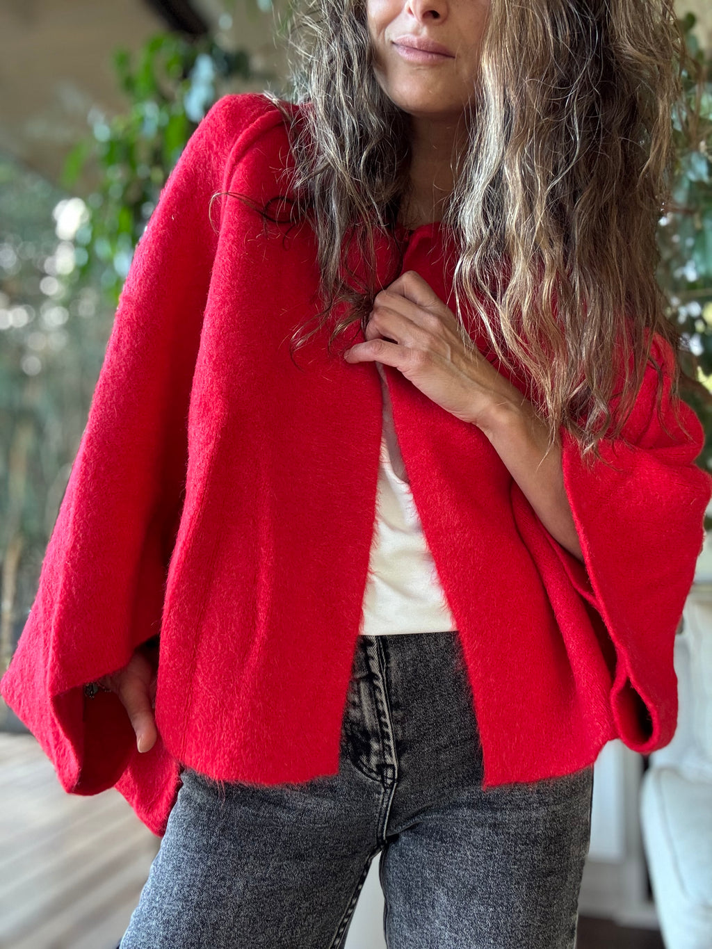 Capa lana rojo