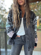 Chaqueta mixta negro jeans lana