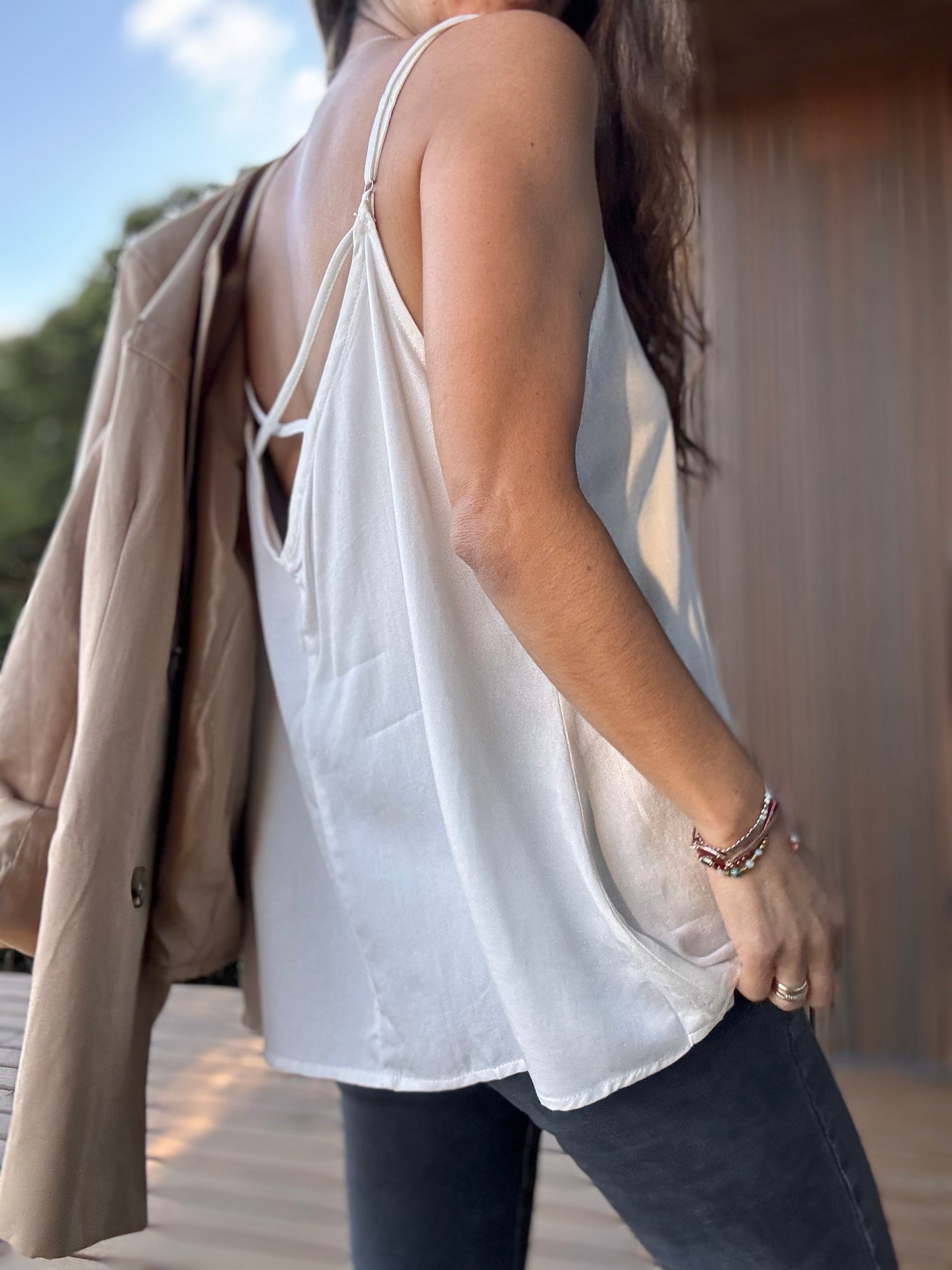 Blusa botones metálicos blanco