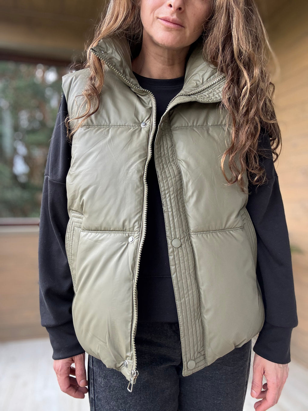 Parka sin mangas impermeable verde