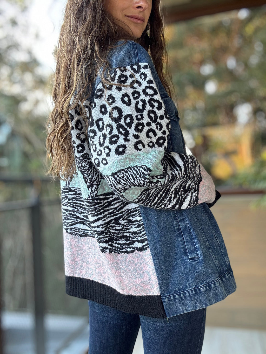 Chaqueta mixta azul jeans lana