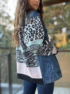 Chaqueta mixta azul jeans lana
