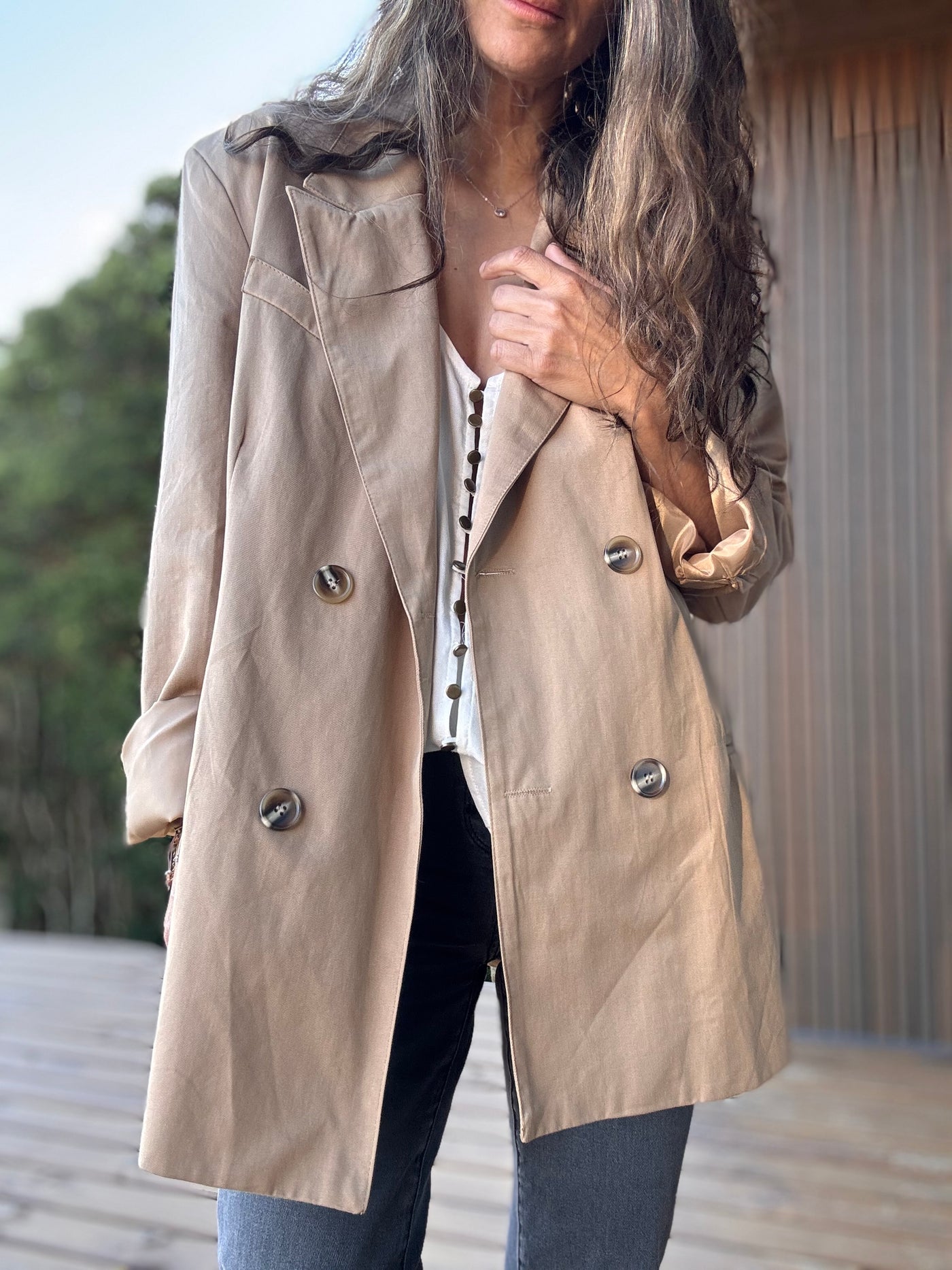 Blazer gabardina camel
