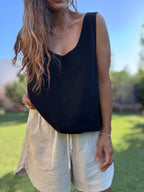 Polera lino negro