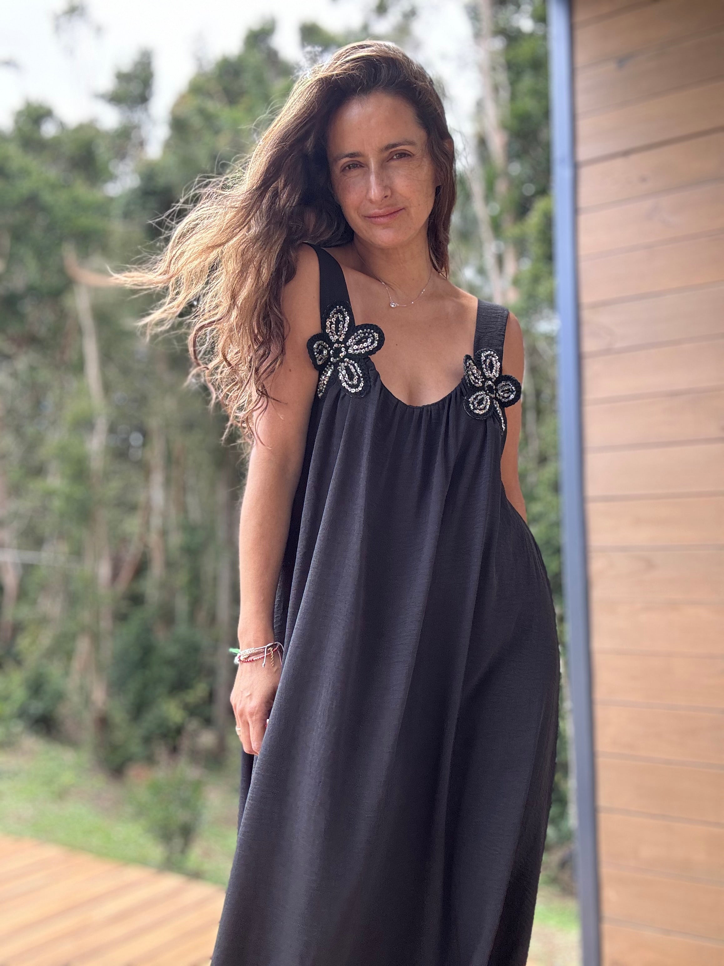 Vestido Flor negro