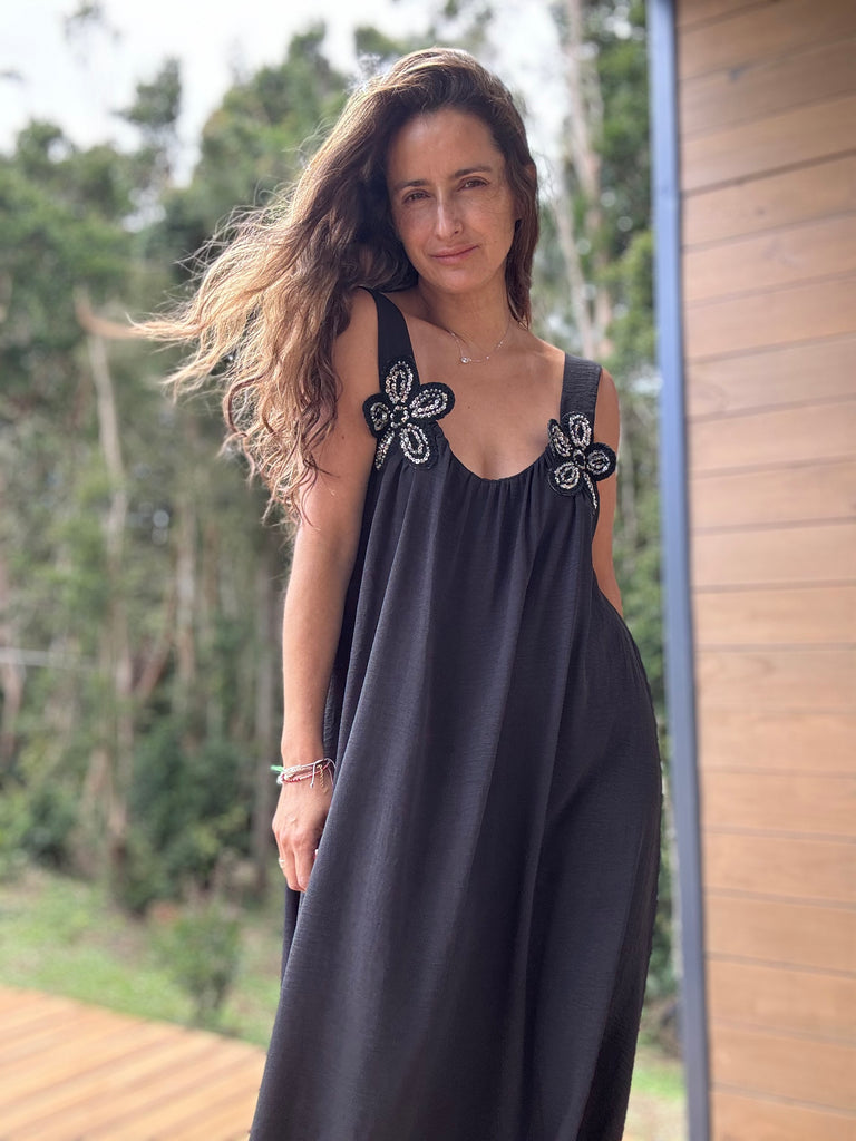 Vestido Flor negro