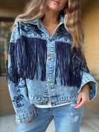 Chaqueta jeans flecos