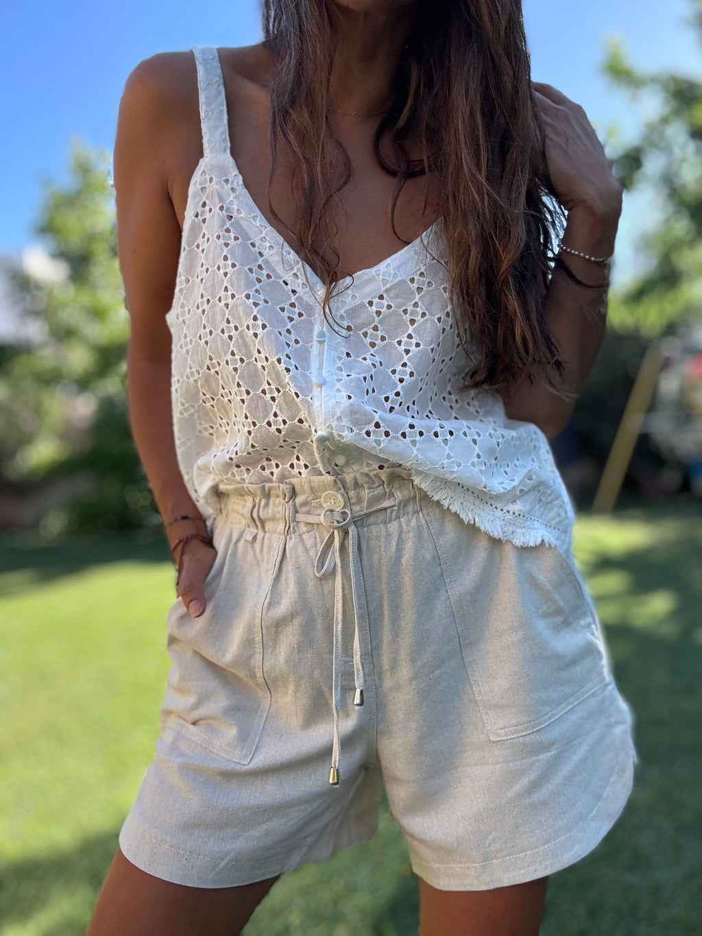 Short Lino crudo