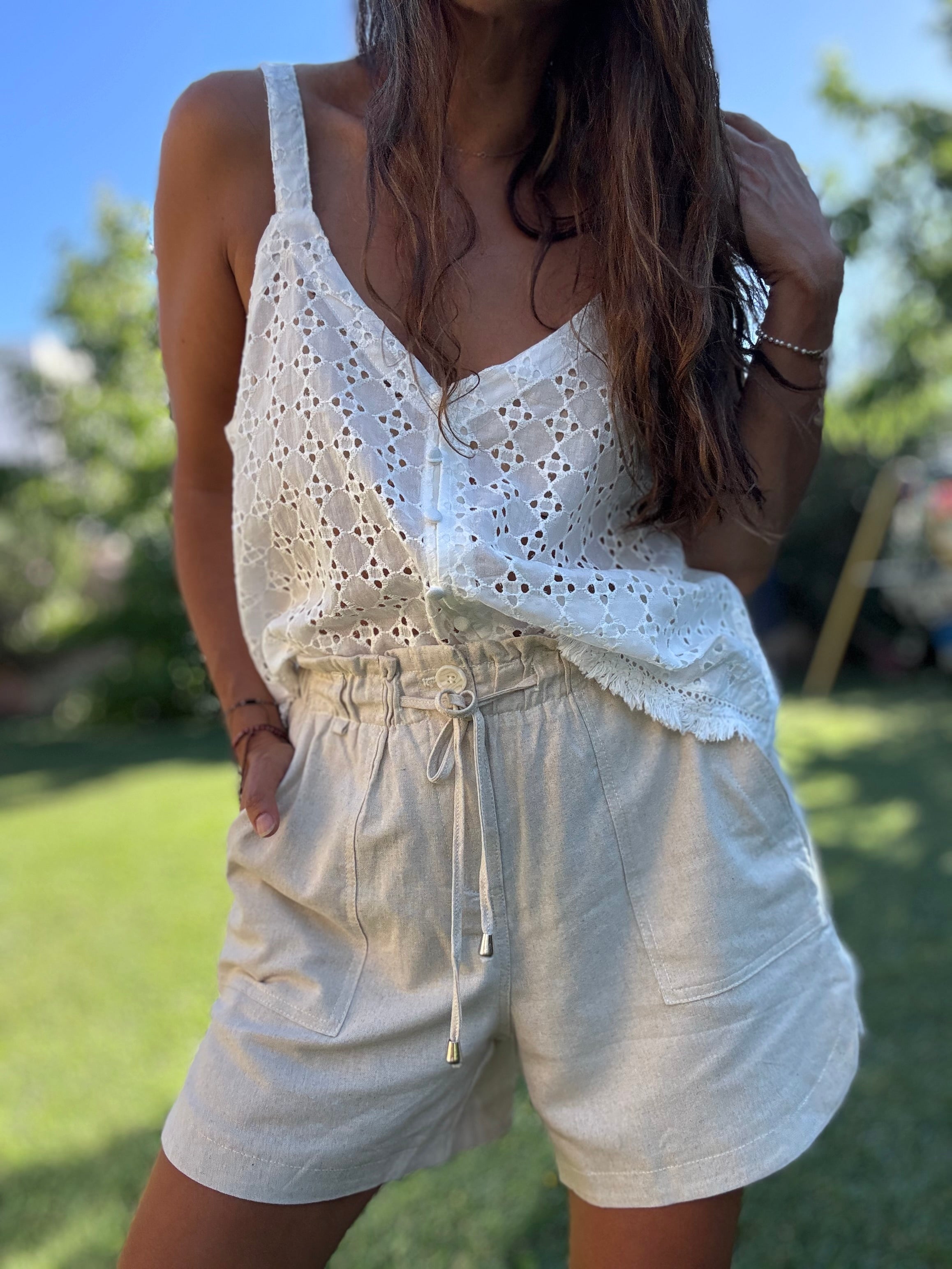 Short Lino crudo