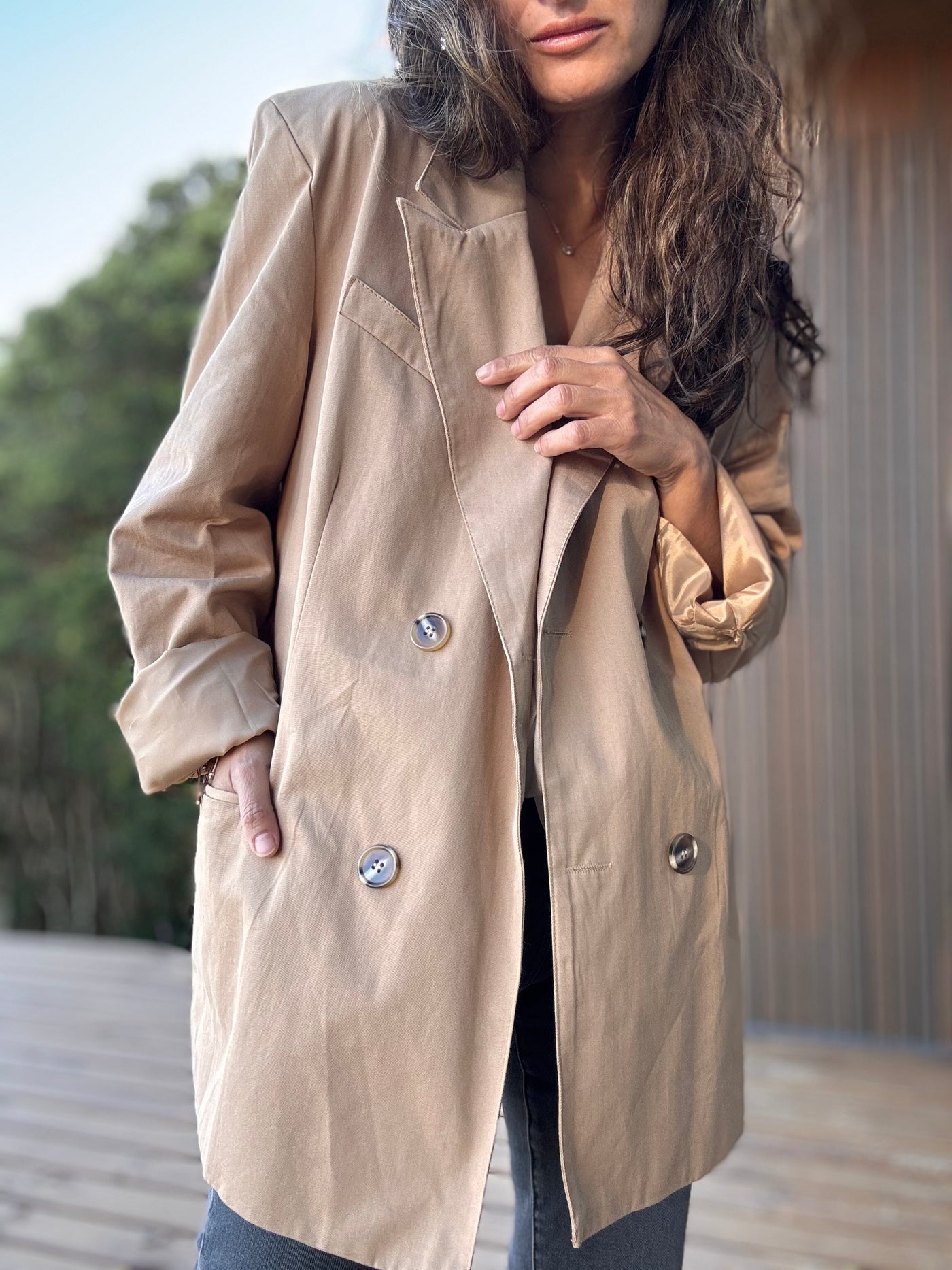 Blazer gabardina camel