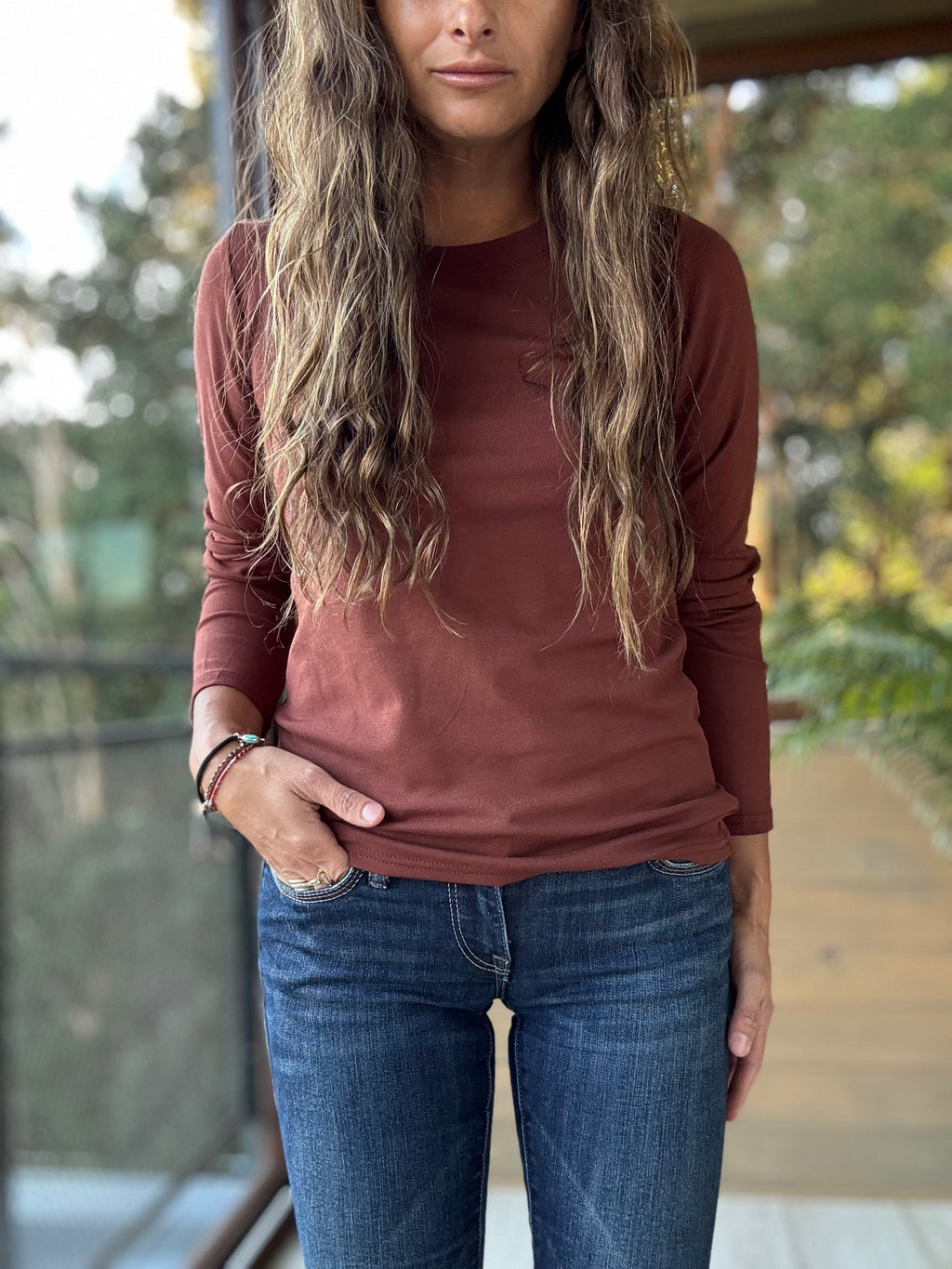 Polera básica algodón café