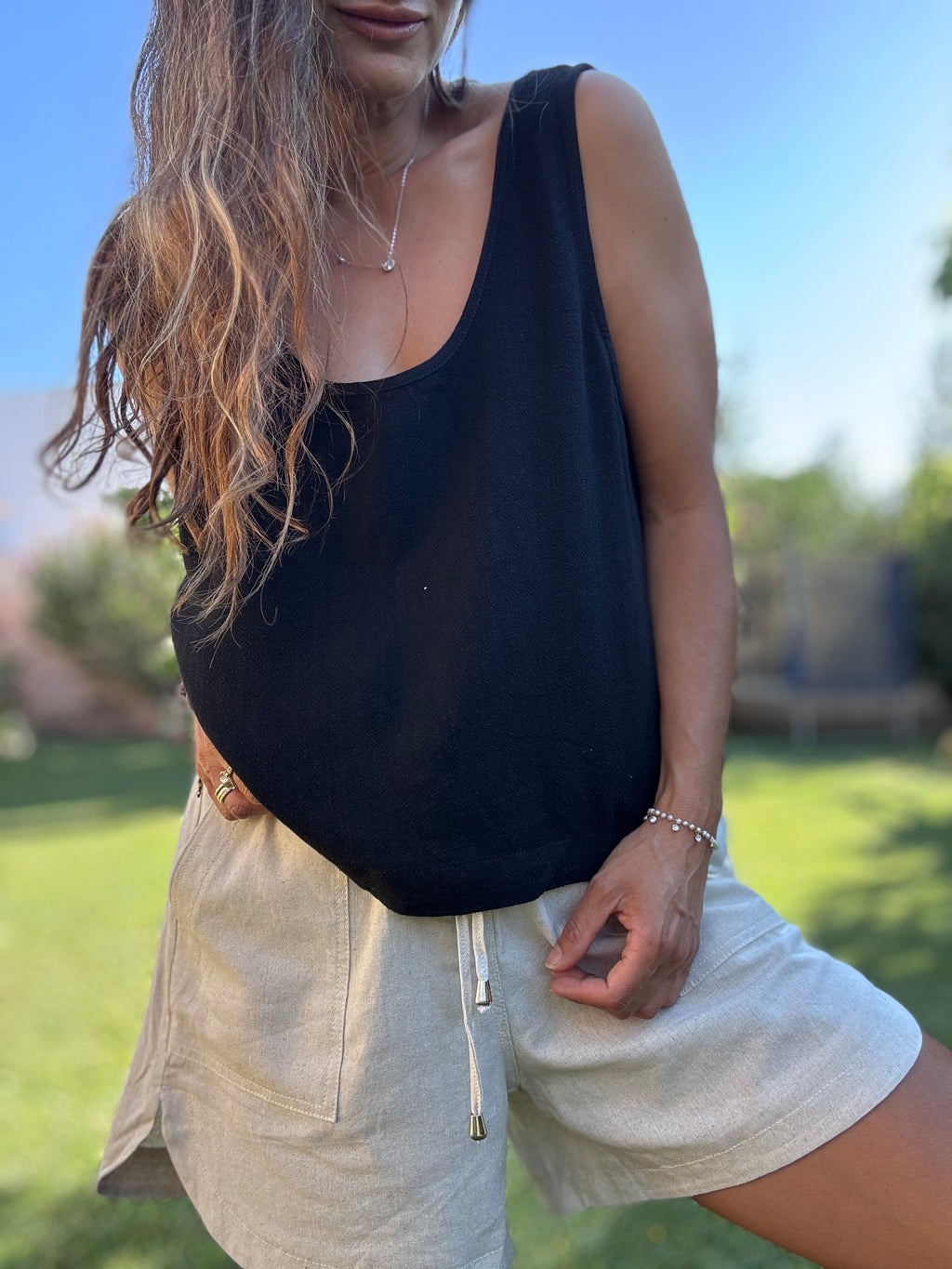 Polera lino negro