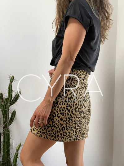 Mini Jeans Animal Print Amarillo