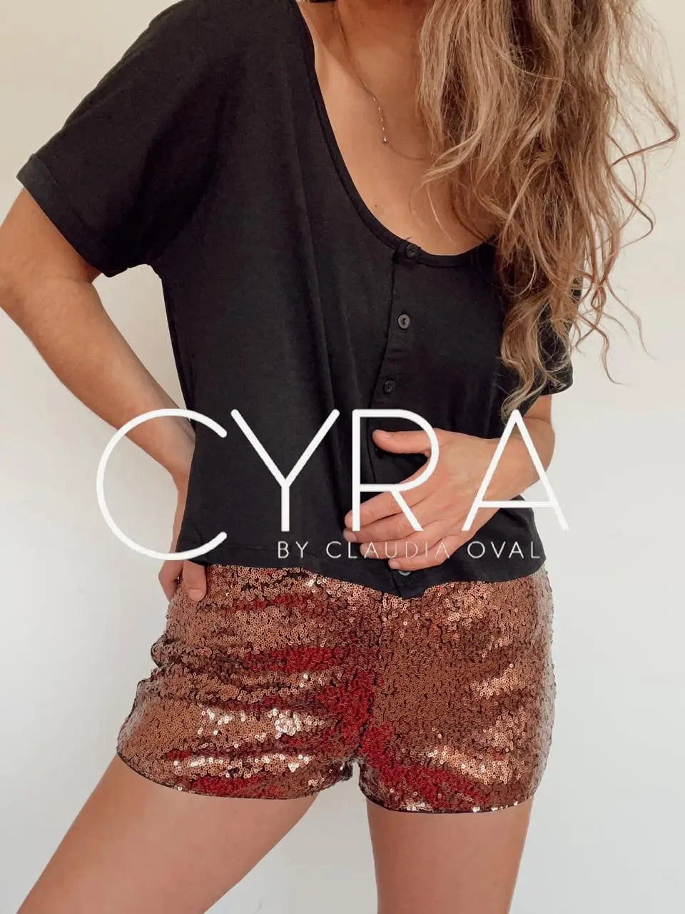 Short Lentejuelas Cobre