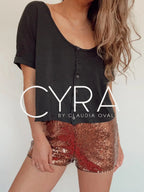 Short Lentejuelas Cobre