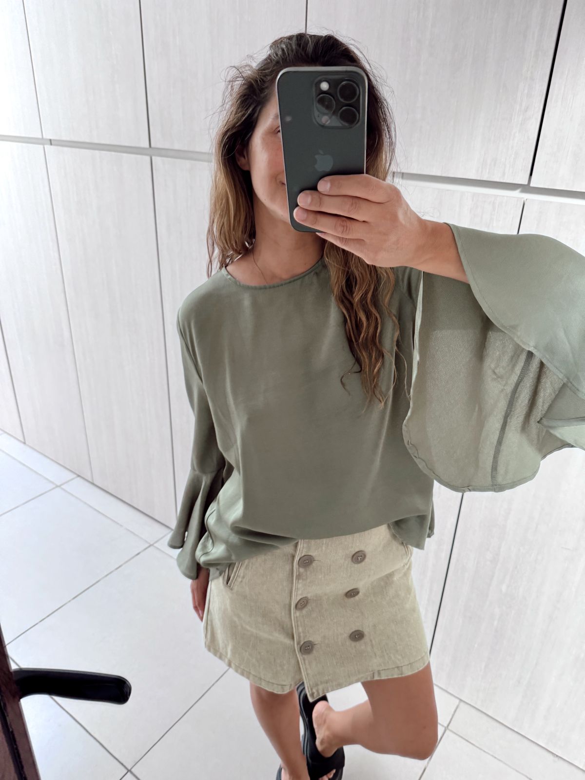 Mini jeans botones verde