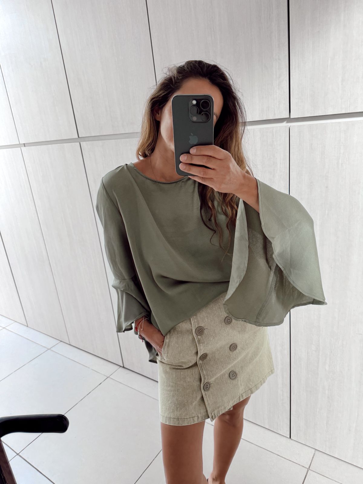 Mini jeans botones verde