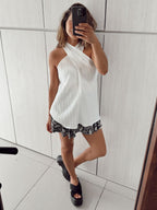 Polera Cruzada Blanca Textura