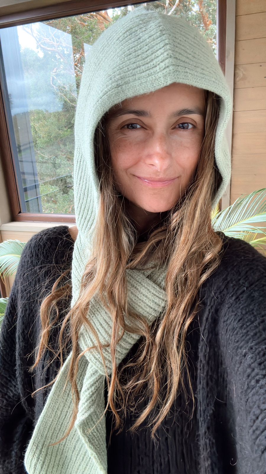 Gorro bufanda lana verde menta