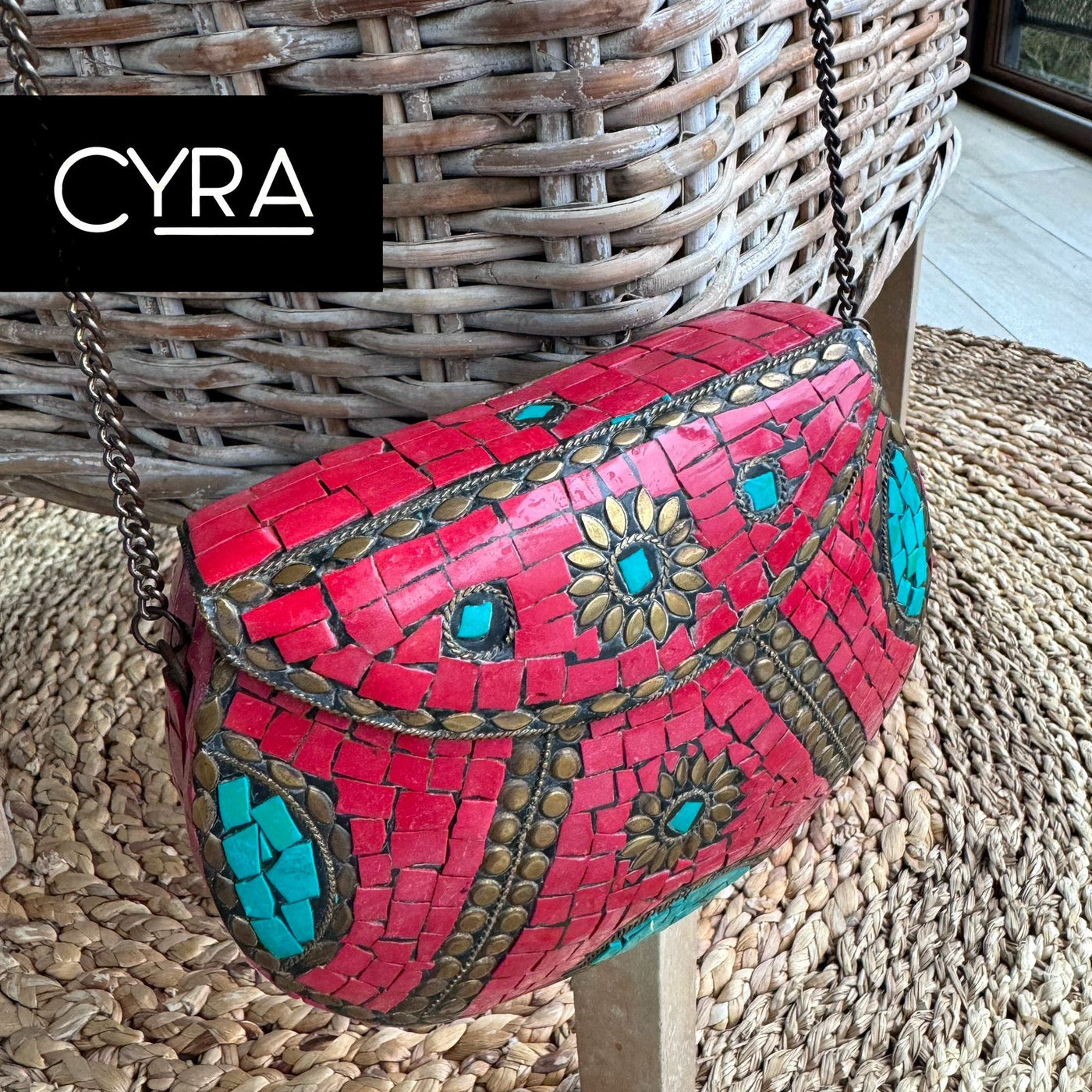 Cartera hindu piedra rojo