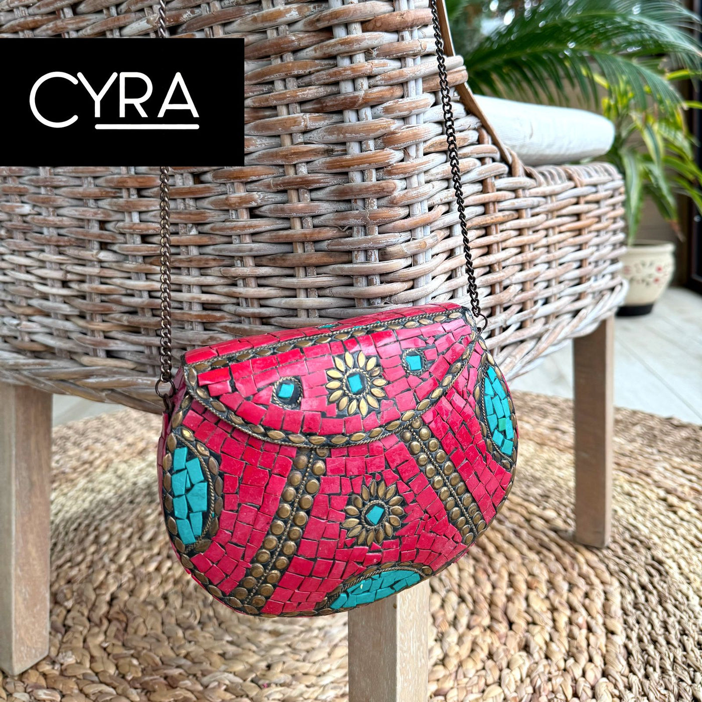 Cartera hindu piedra rojo