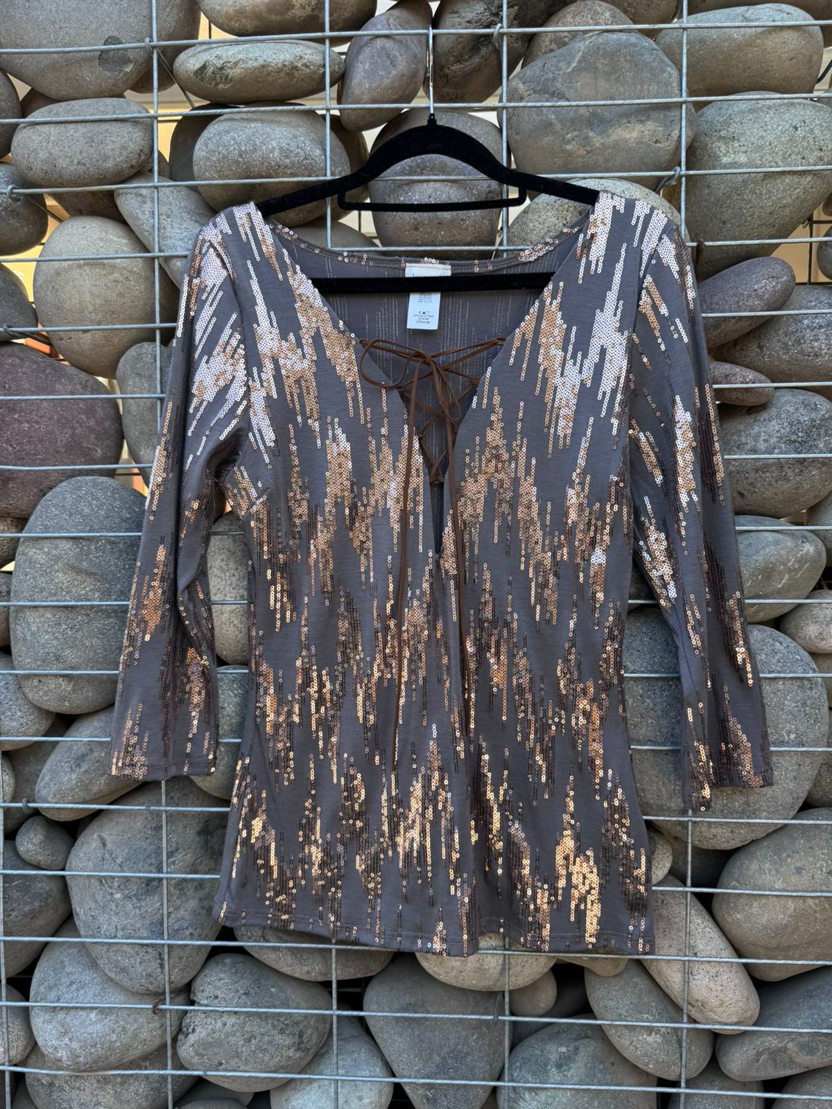 Polera lentejuelas manga 3/4