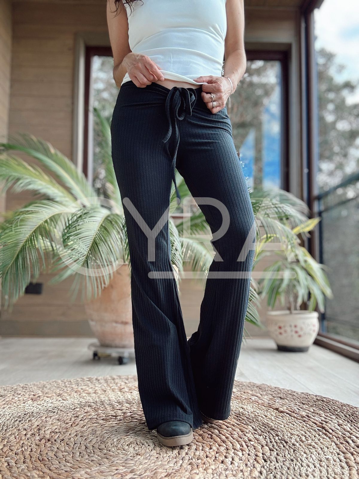 Pants algodón lazo negro