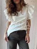 Polera Mangas broderie blanco