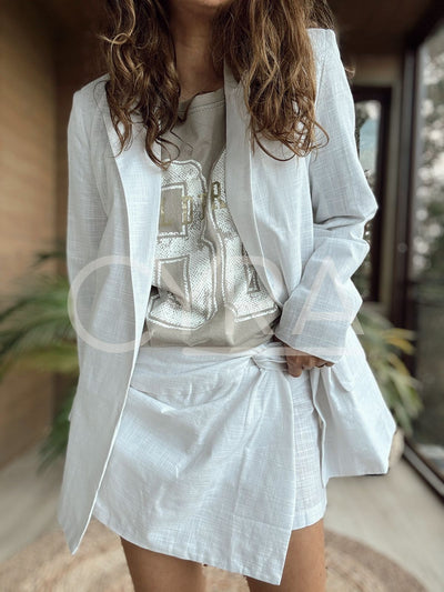 Falda pantalón lino blanco