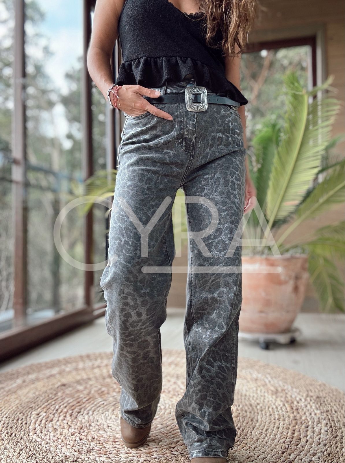 Pantalón animal print metal