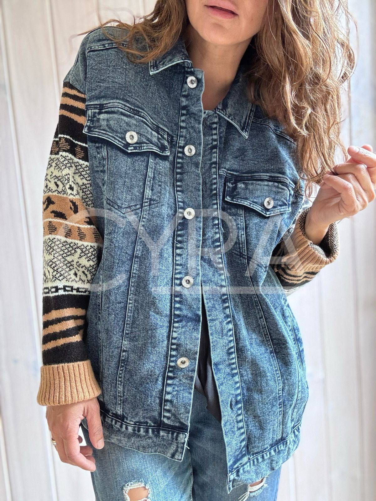 Chaqueta mixta jeans Camel