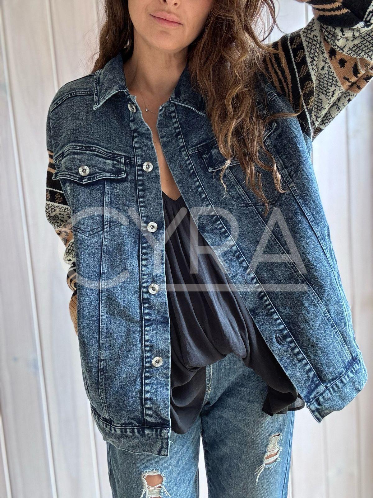 Chaqueta mixta jeans Camel