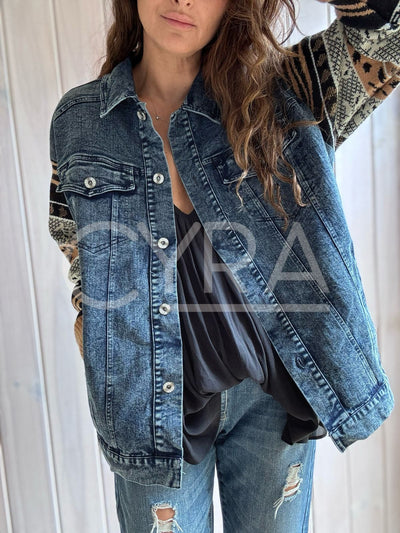 Chaqueta mixta jeans Camel