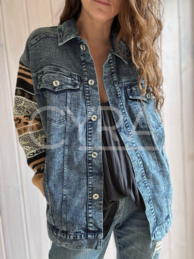 Chaqueta mixta jeans Camel