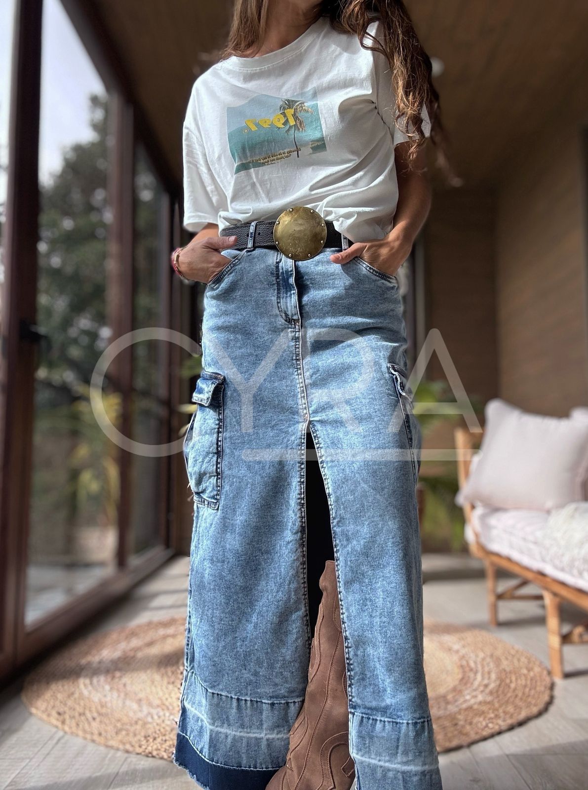 Falda Jeans Cargo