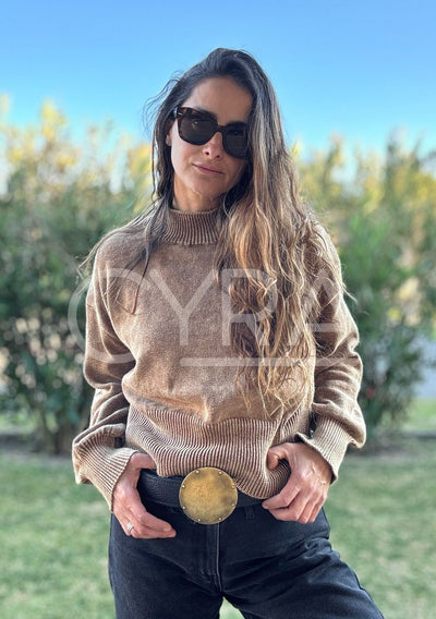 Chaleco hilo desgastado café