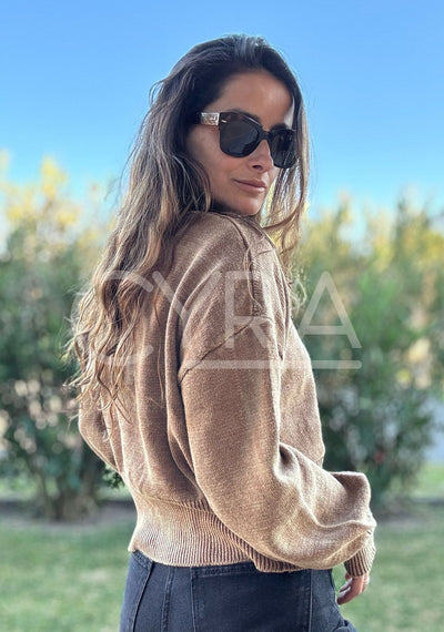 Chaleco hilo desgastado café