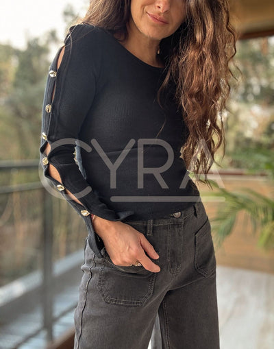 Polera Ema botón negro