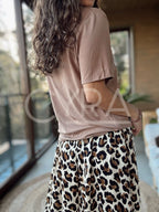 Polera tachas Café