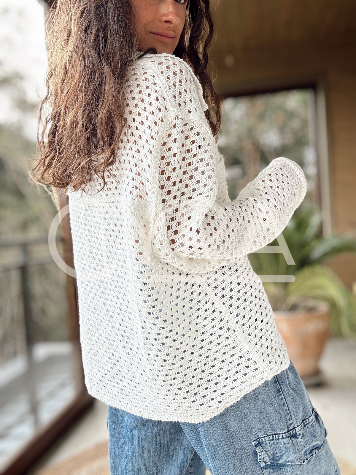 Chaleco Hilo botones blanco