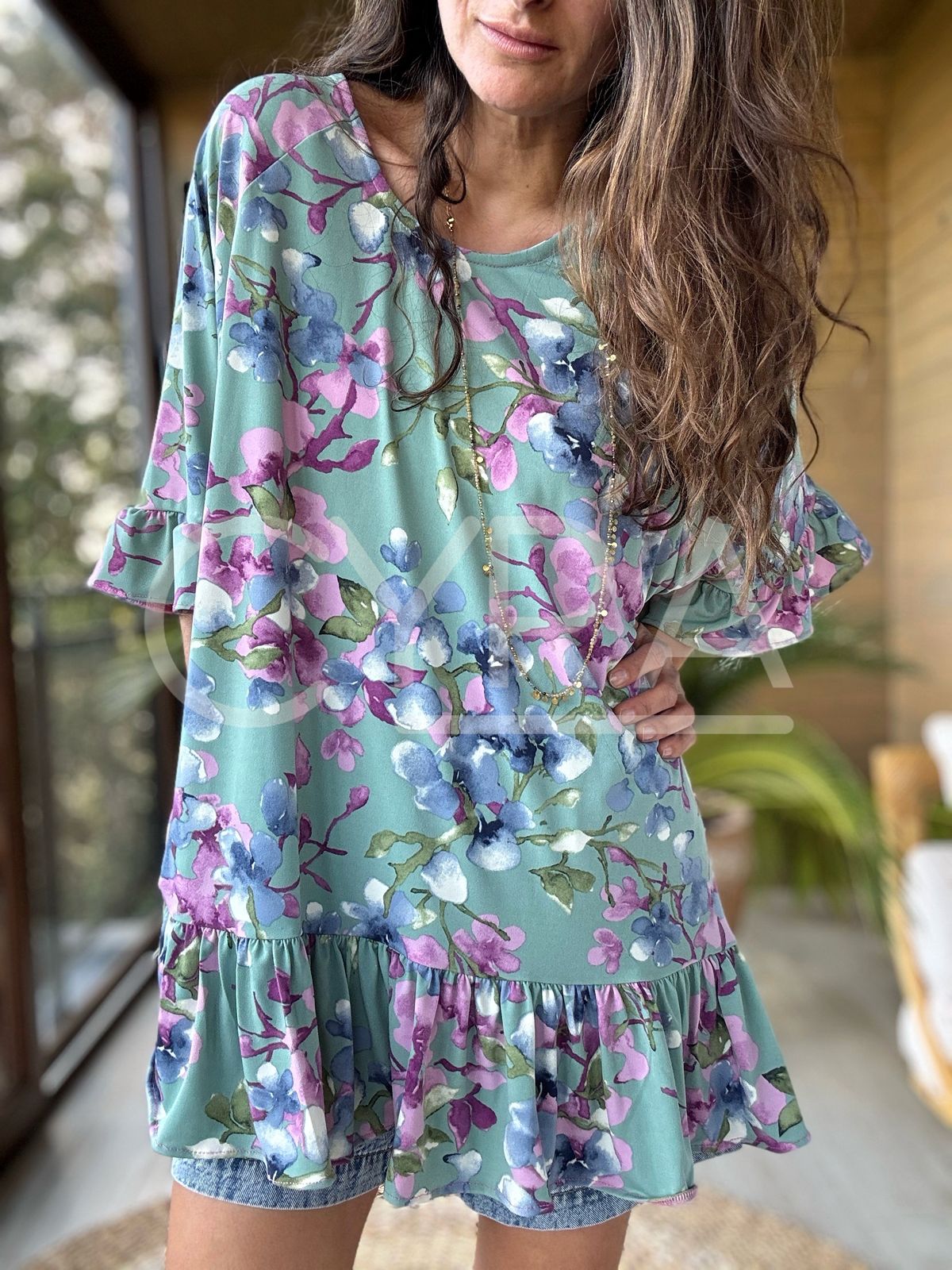 Blusón Flores agua - Colección CYRA