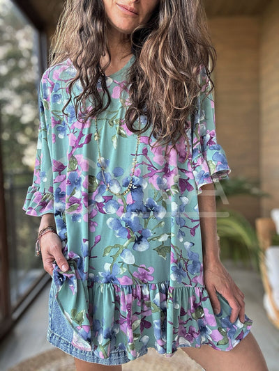 Blusón Flores agua - Colección CYRA